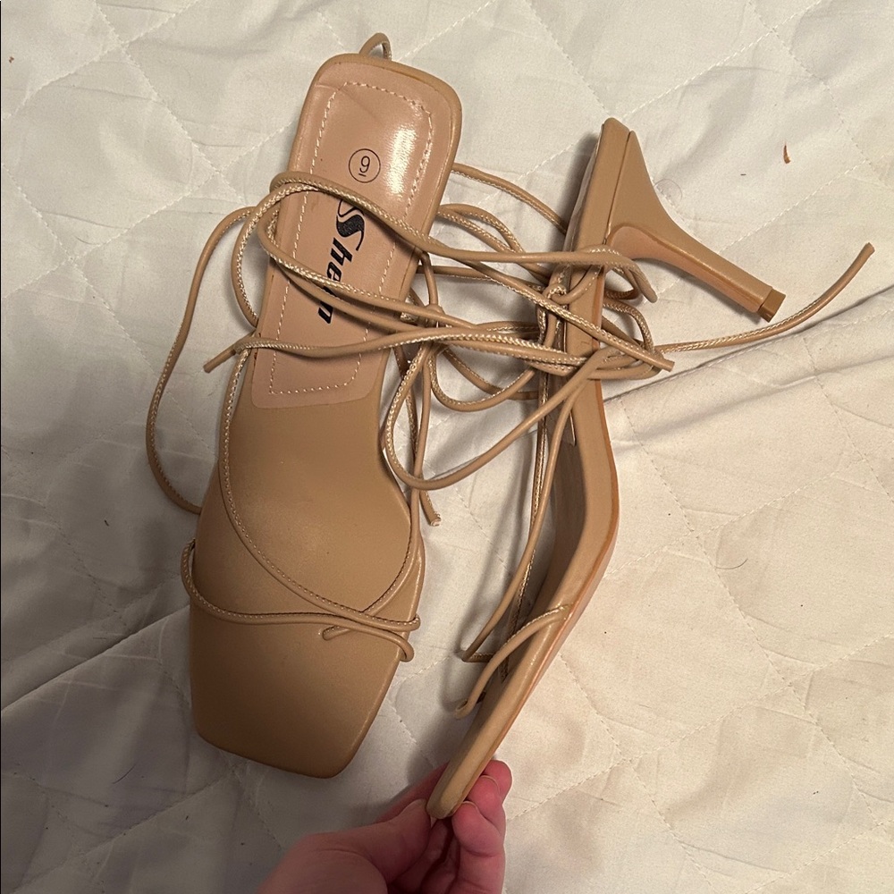 SHEIN Beige Strappy Heels